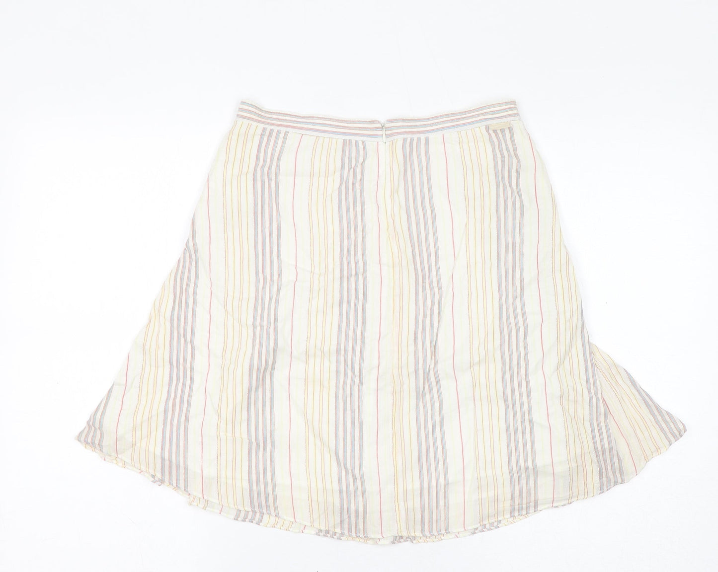 Full Circle Womens Ivory Striped Polyester Flare Skirt Size 28 in Zip - Sparkle, Pockets