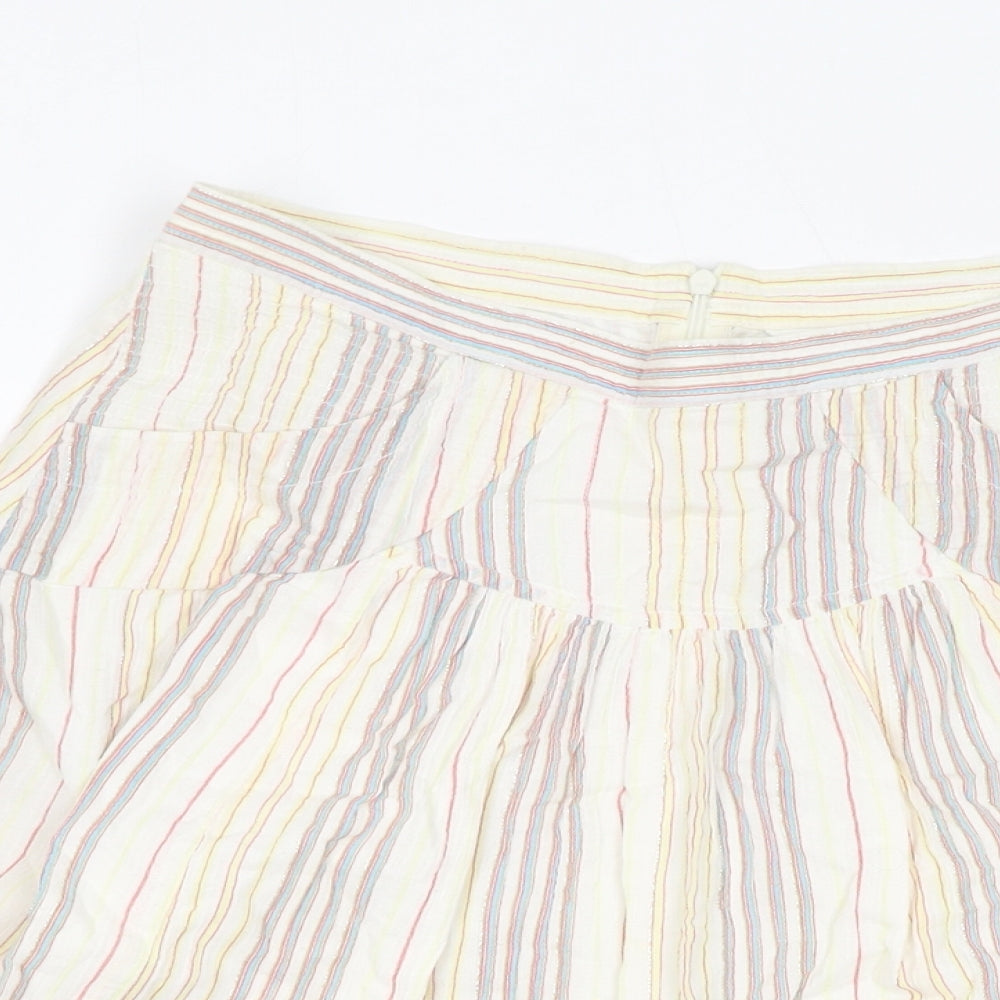 Full Circle Womens Ivory Striped Polyester Flare Skirt Size 28 in Zip - Sparkle, Pockets