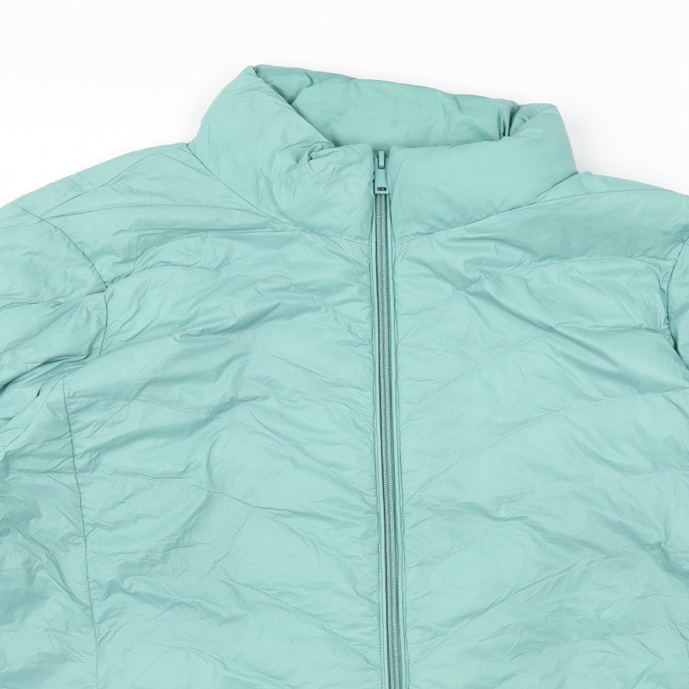 Marks and Spencer Womens Blue Quilted Coat Size 20 Zip