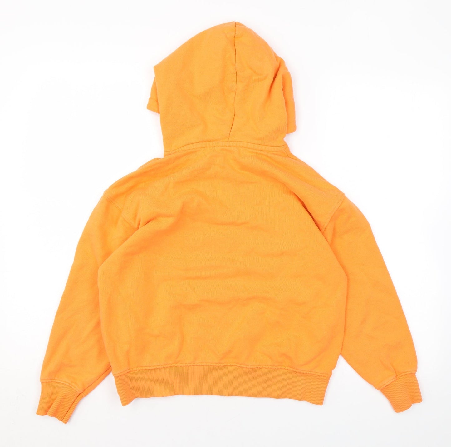 Zara Womens Orange Cotton Pullover Hoodie Size 10 Pullover
