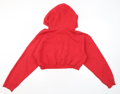 Preloved Gildan Womens Red Cotton Pullover Hoodie Size M Pullover - Cropped - Back