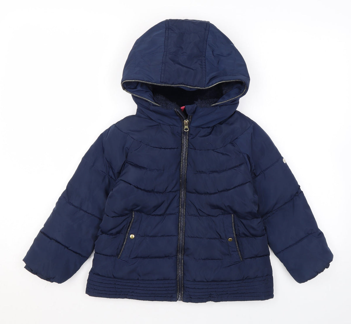 Cyrillus Girls Blue Rain Coat Coat Size 6 Years Zip