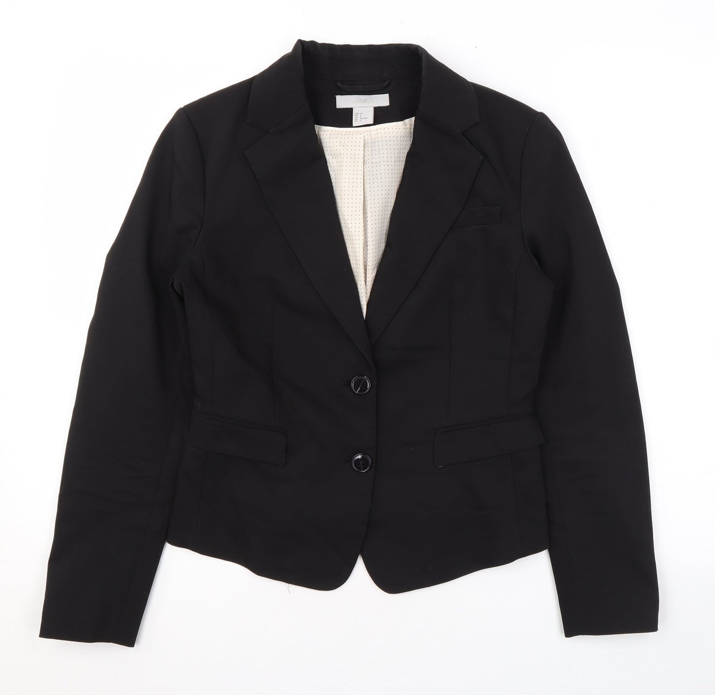 H&M Womens Black Jacket Blazer Size 8 Button