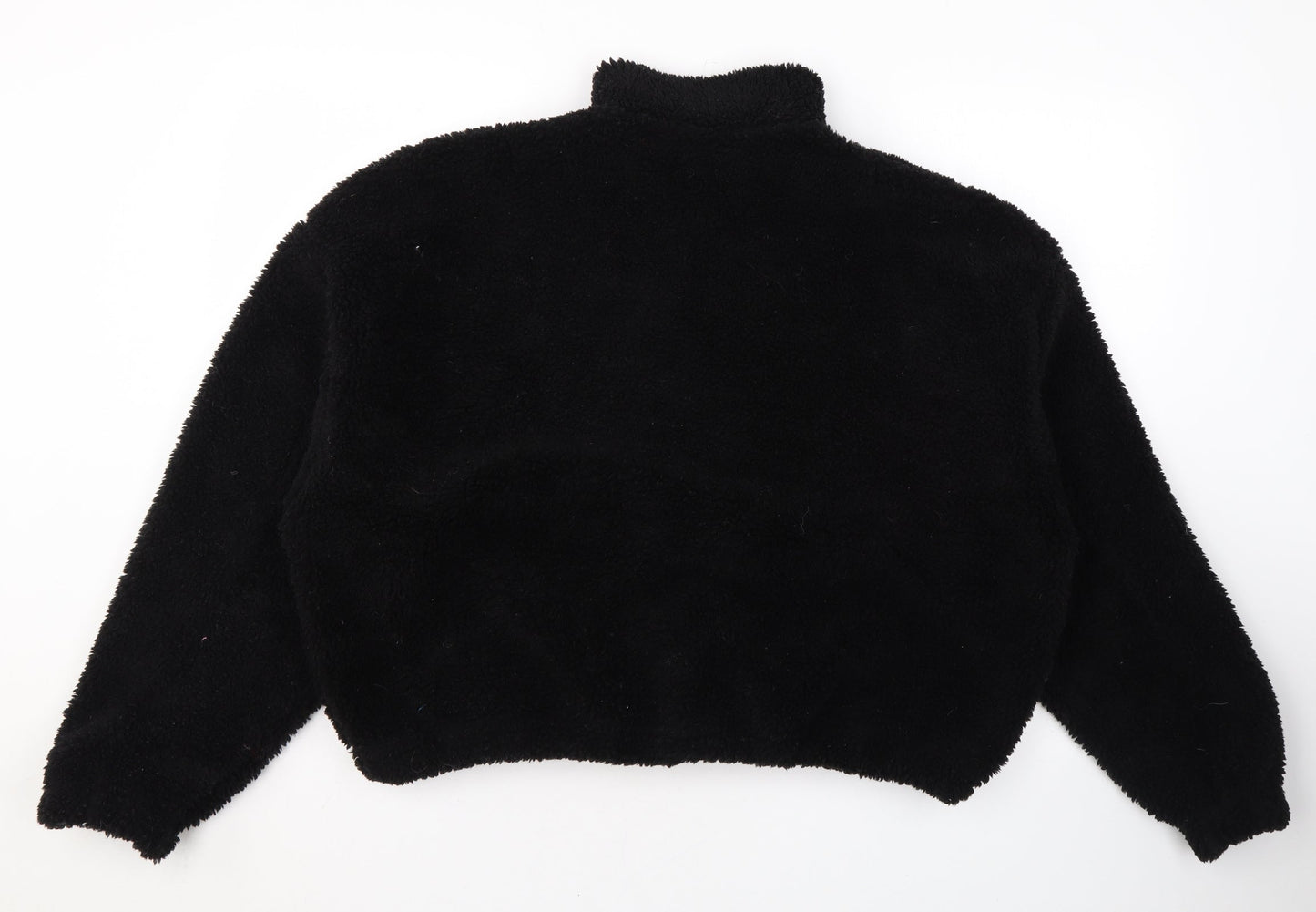 Boohoo Womens Black Overcoat Coat Size L Zip