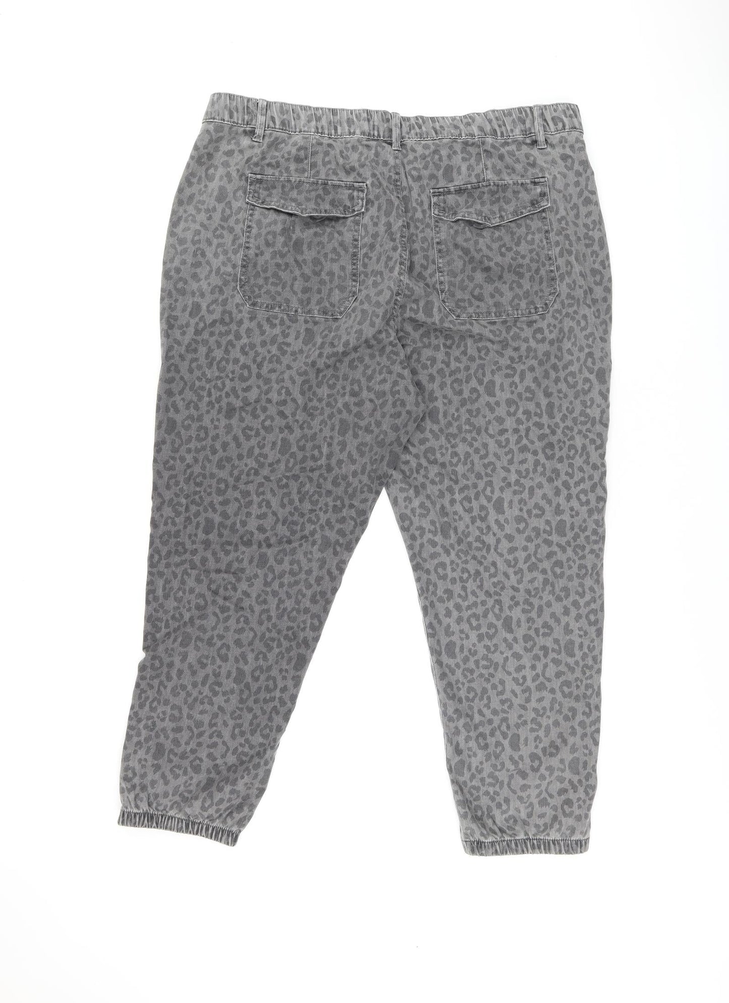 Marks and Spencer Womens Grey Animal Print Cotton Skinny Jeans Size 20 L26 in Regular Zip