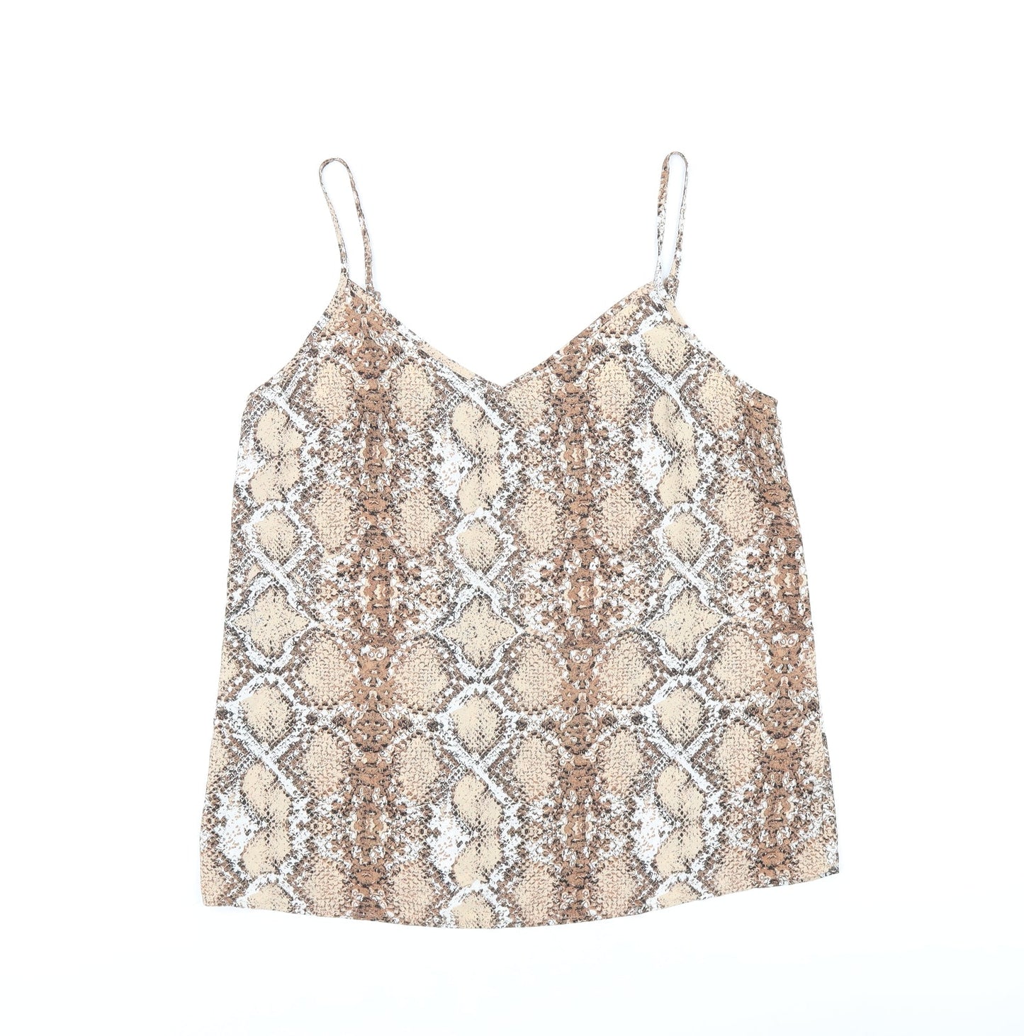 Marks and Spencer Womens Brown Animal Print Polyester Camisole T-Shirt Size 12 V-Neck - Snake Print