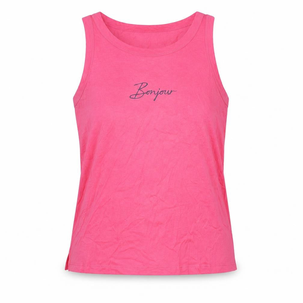 Marks & Spencer Womens Pink Cotton Basic Tank Size L Round Neck - Bonjour