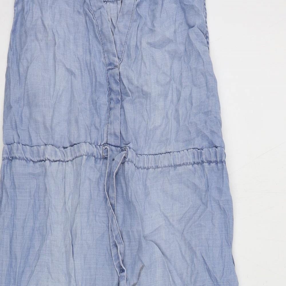 H&M Womens Blue Lyocell Shift Size S V-Neck Drawstring - Pockets