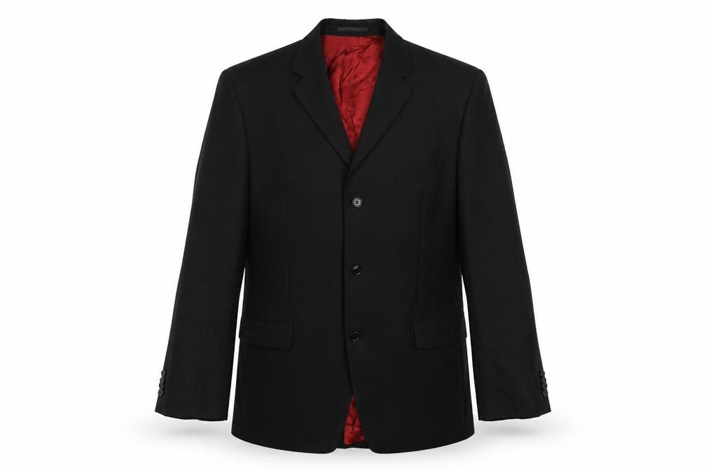 Lino Verra Mens Black Striped Polyester Jacket Suit Jacket Size 46 Regular