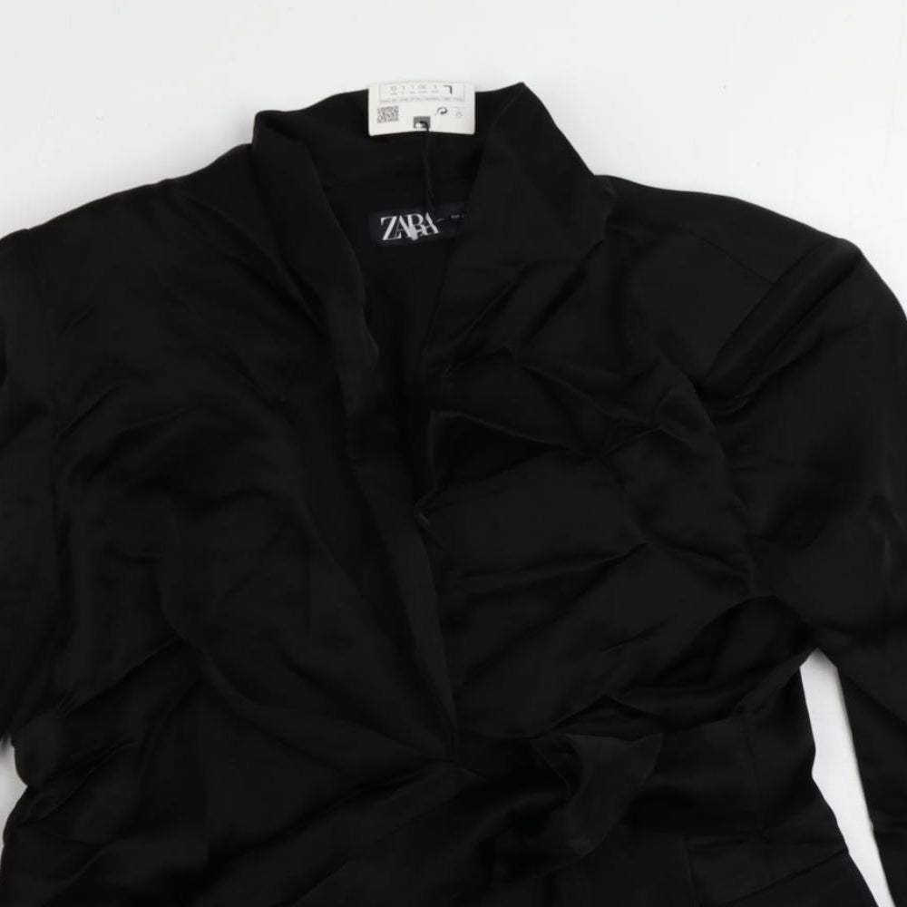 Zara Womens Black Jacket Blazer Size L Button
