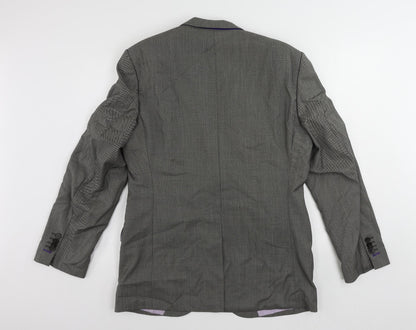 REDA Mens Grey Geometric Wool Jacket Suit Jacket Size 42 Regular