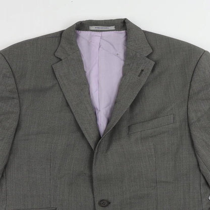 REDA Mens Grey Geometric Wool Jacket Suit Jacket Size 42 Regular