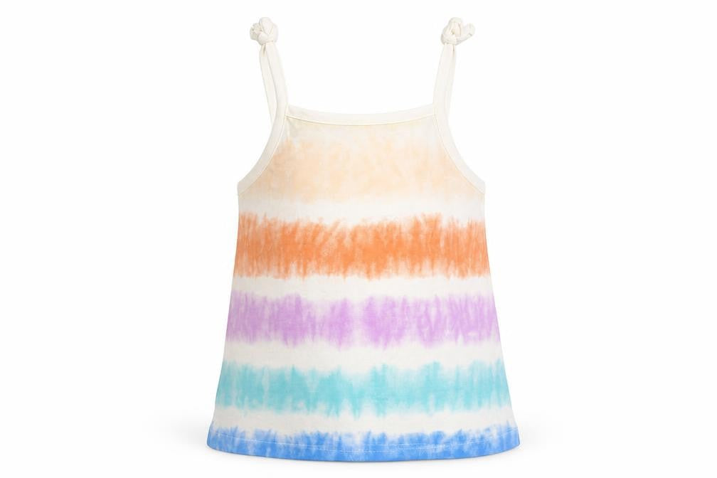 Marks & Spencer Girls Multicoloured Striped Cotton Camisole Tank Size 3-4 Years Square Neck Pullover - Tie Dye