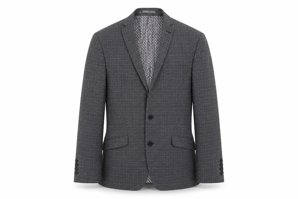 Limehaus Mens Grey Plaid Polyester Jacket Suit Jacket Size 40 Regular