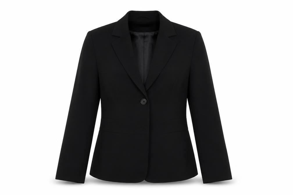 AMARANTO Womens Black Striped Jacket Blazer Size 12 Button