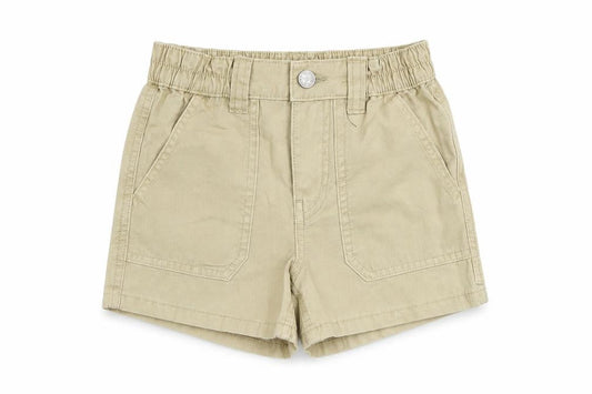 Marks & Spencer Girls Beige Cotton Chino Shorts Size 6-7 Years Regular Zip - Pockets