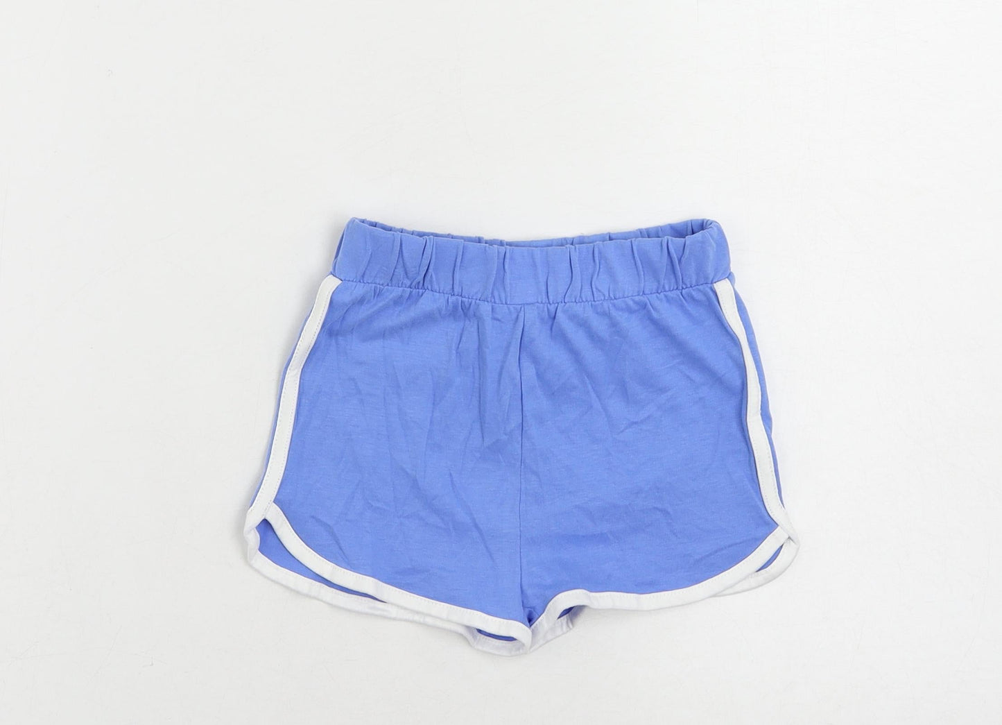 Marks and Spencer Baby Blue Cotton Cropped Trousers Size 12-18 Months - Contrasting Trim