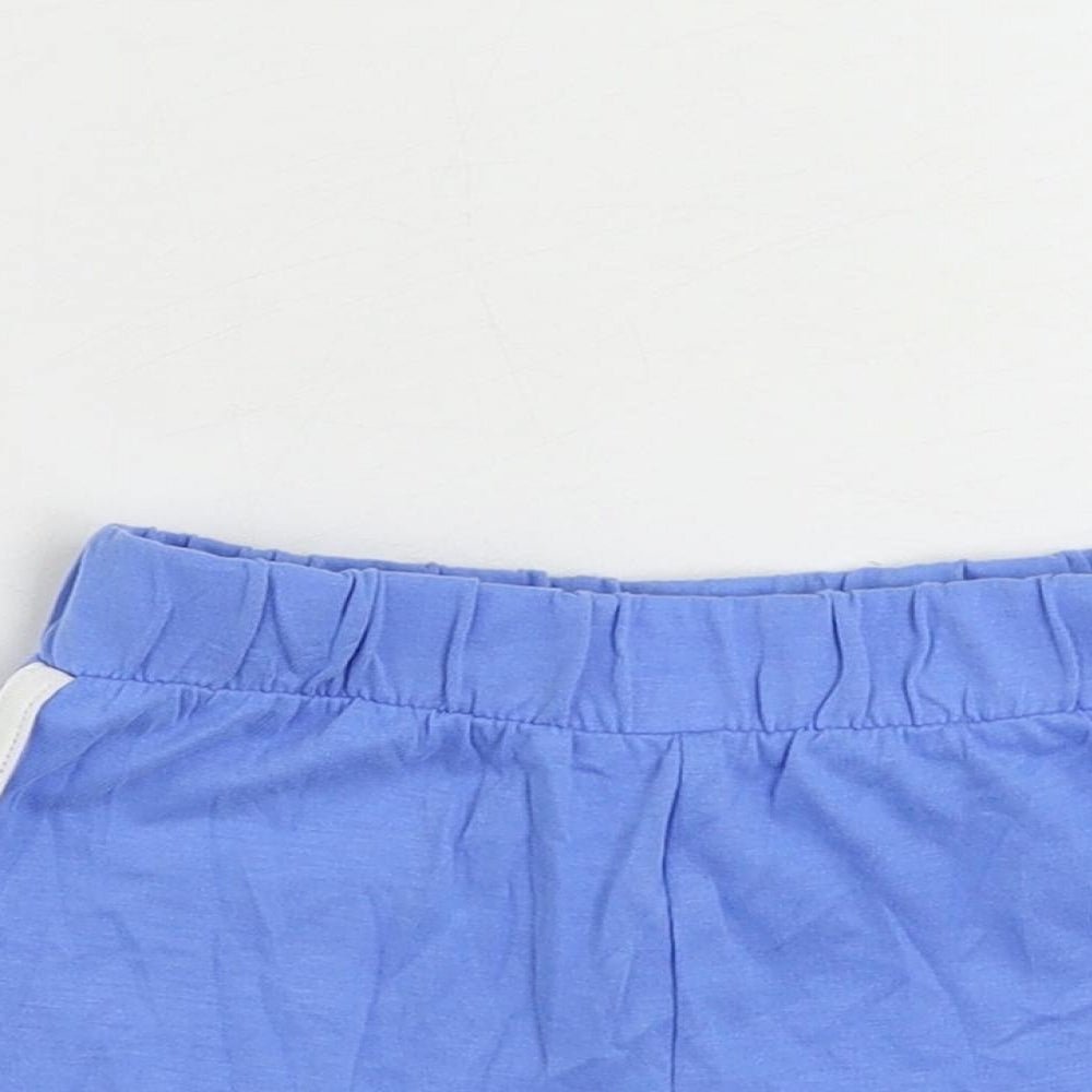 Marks and Spencer Baby Blue Cotton Cropped Trousers Size 12-18 Months - Contrasting Trim