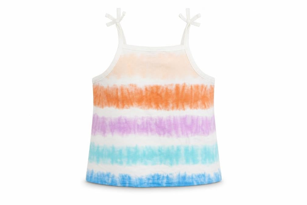 Marks & Spencer Girls Multicoloured Striped Cotton Camisole Tank Size 2-3 Years Square Neck Pullover