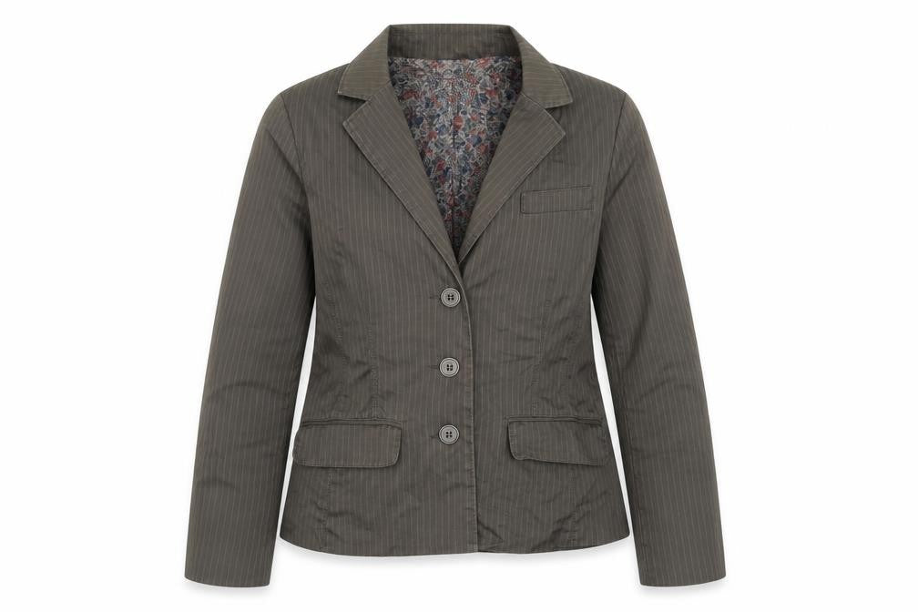 Dickins & Jones Womens Grey Striped Jacket Blazer Size 12 Button