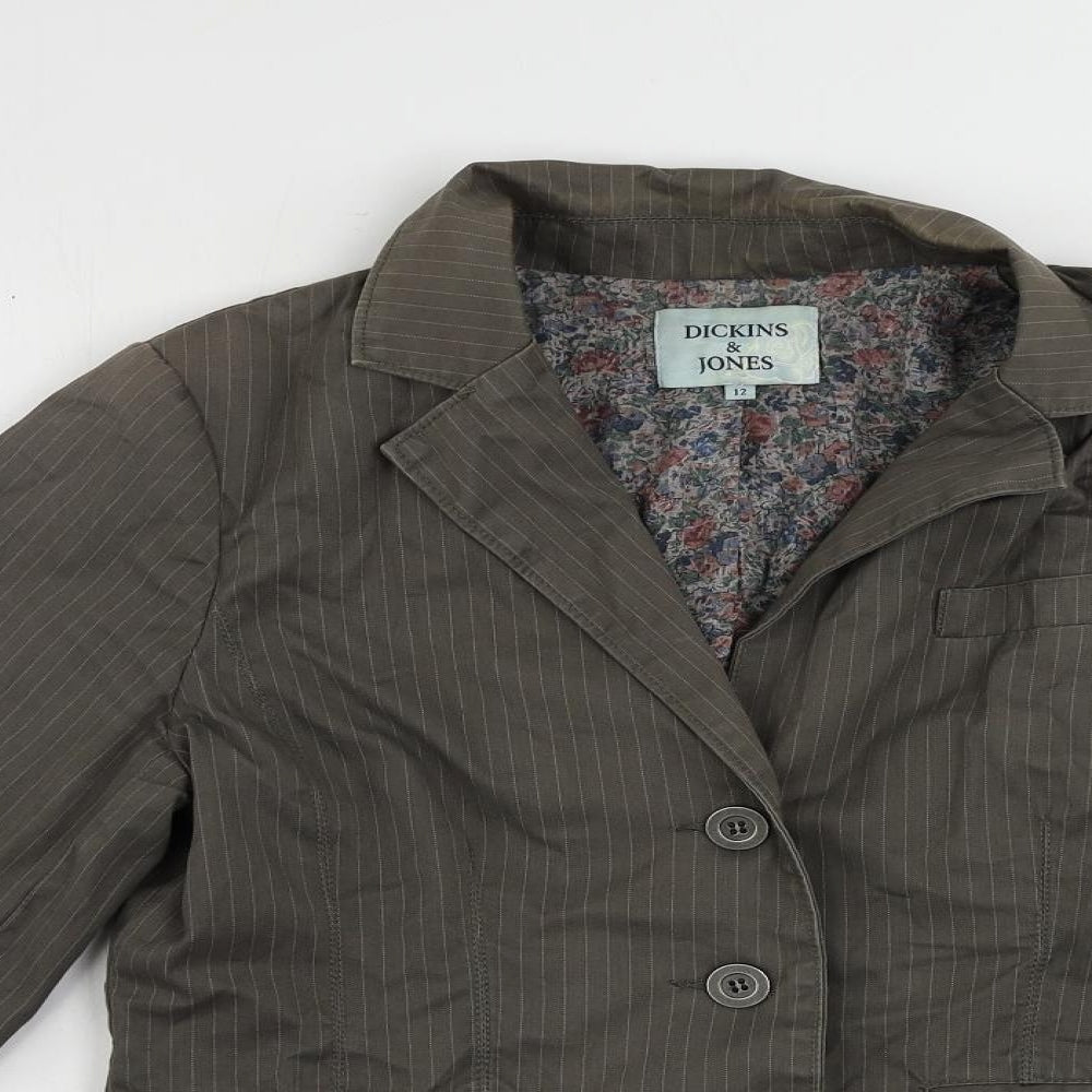 Dickins & Jones Womens Grey Striped Jacket Blazer Size 12 Button