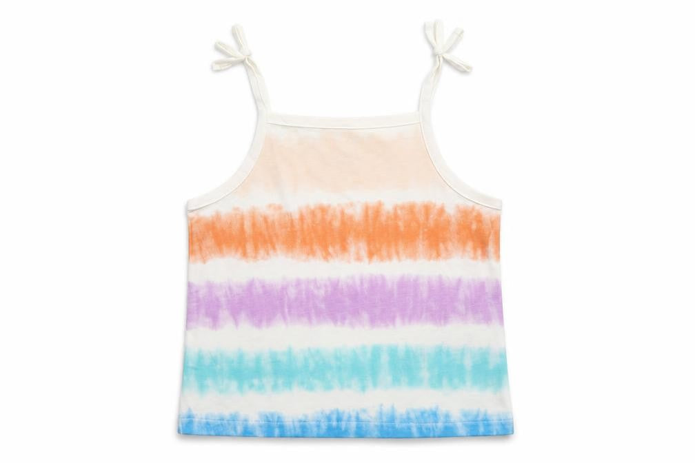 Marks & Spencer Girls Multicoloured Striped Cotton Camisole Tank Size 2-3 Years Square Neck Pullover - Tie Dye