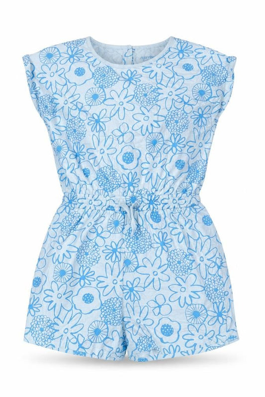 John Lewis Girls Blue Floral Cotton Playsuit One-Piece Size 12 Years L3 in Button