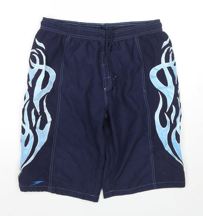 Additional front view of Speedo boys’ blue polyester utility shorts