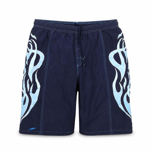 Speedo Boys Blue Polyester Utility Shorts Size XL L12 in Regular Drawstring - Flames Swim Shorts Label Size YBXL