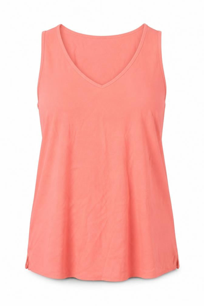 Marks & Spencer Womens Orange Polyester Basic Tank Size 14 V-Neck