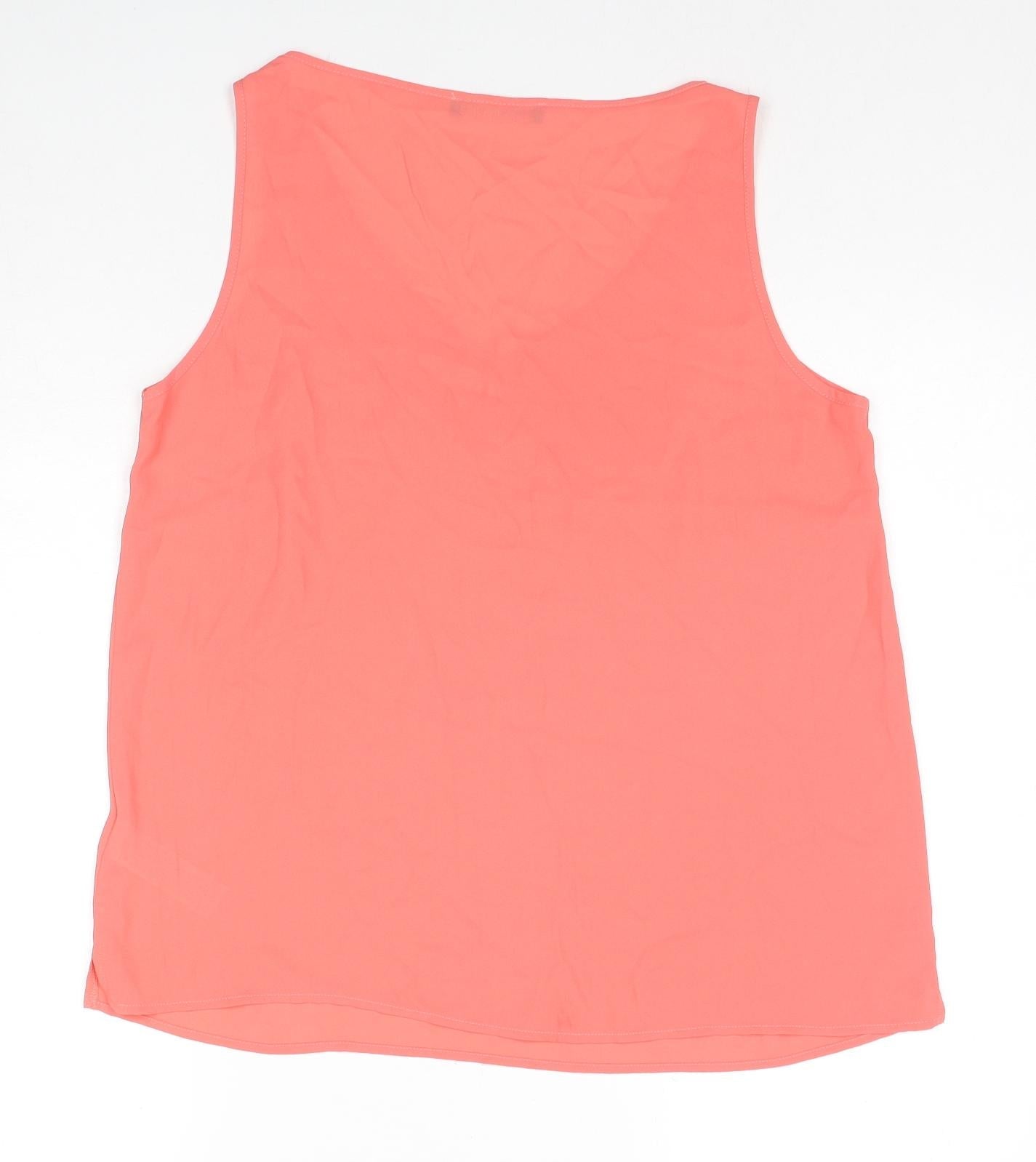 Marks and Spencer Womens Orange Polyester Basic Tank Size 14 V-Neck