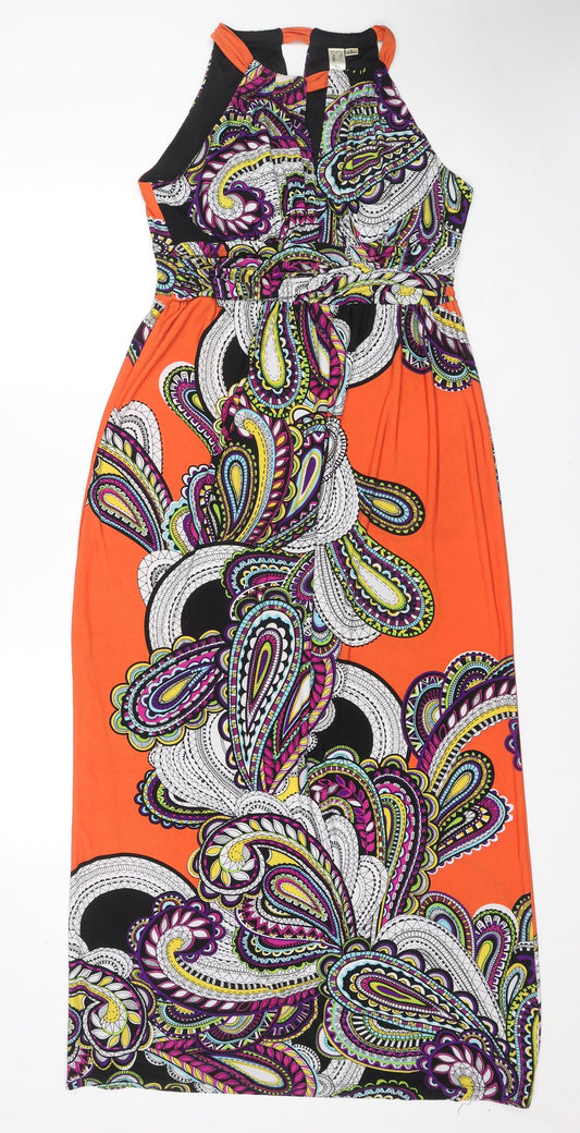 Emma & Michele Womens Multicoloured Paisley Polyester Maxi Size S Round Neck Pullover