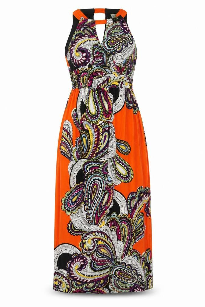 Emma & Michele Womens Multicoloured Paisley Polyester Maxi Size S Round Neck Pullover
