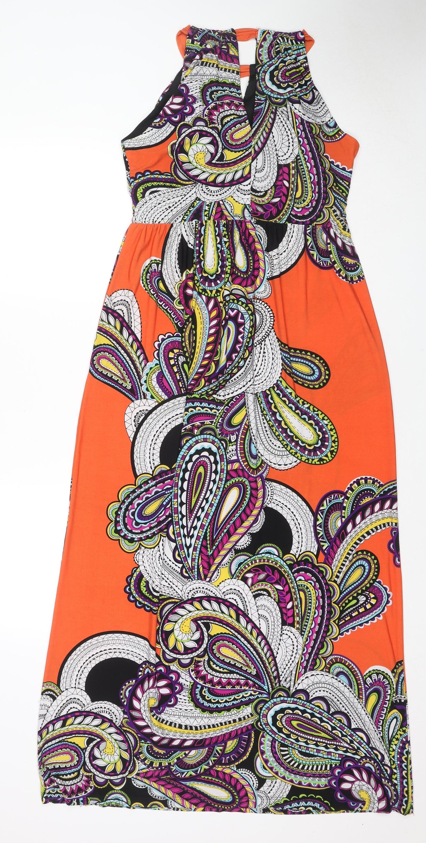 Emma & Michele Womens Multicoloured Paisley Polyester Maxi Size S Round Neck Pullover