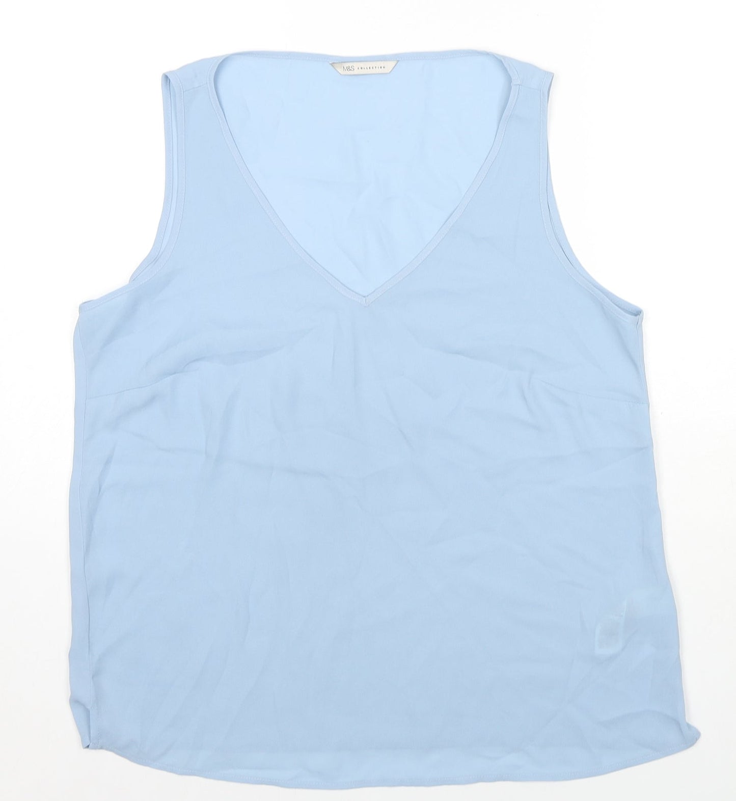 Marks and Spencer Womens Blue Polyester Basic Tank Size 14 V-Neck