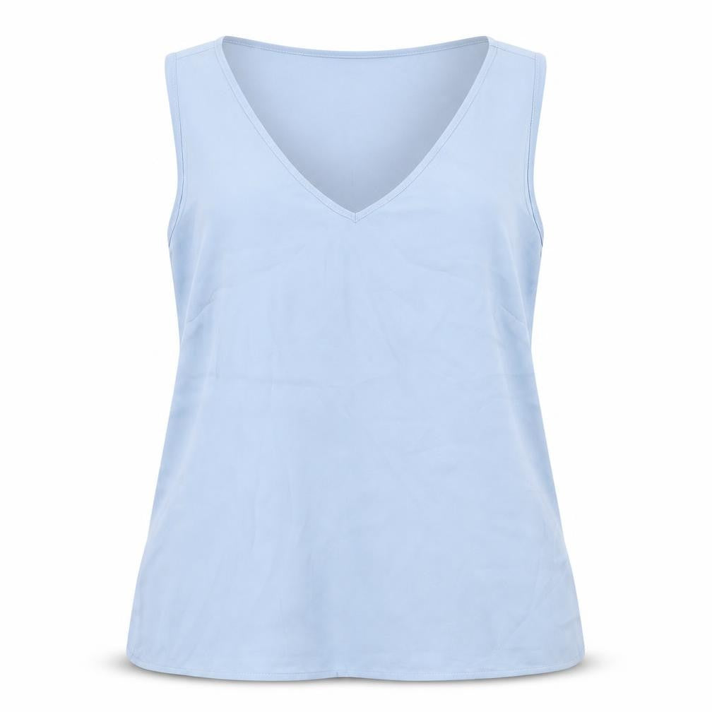 Marks & Spencer Womens Blue Polyester Basic Tank Size 14 V-Neck
