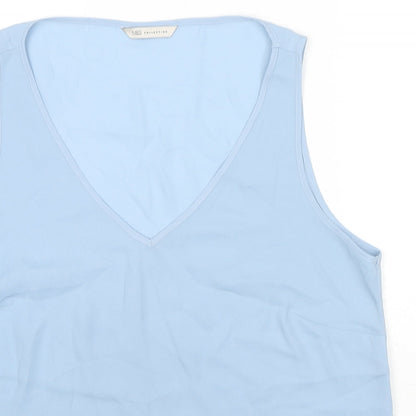 Marks & Spencer Womens Blue Polyester Basic Tank Size 14 V-Neck