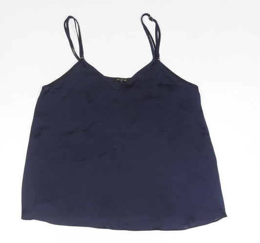 River Island Womens Blue Polyester Camisole Tank Size 10 V-Neck