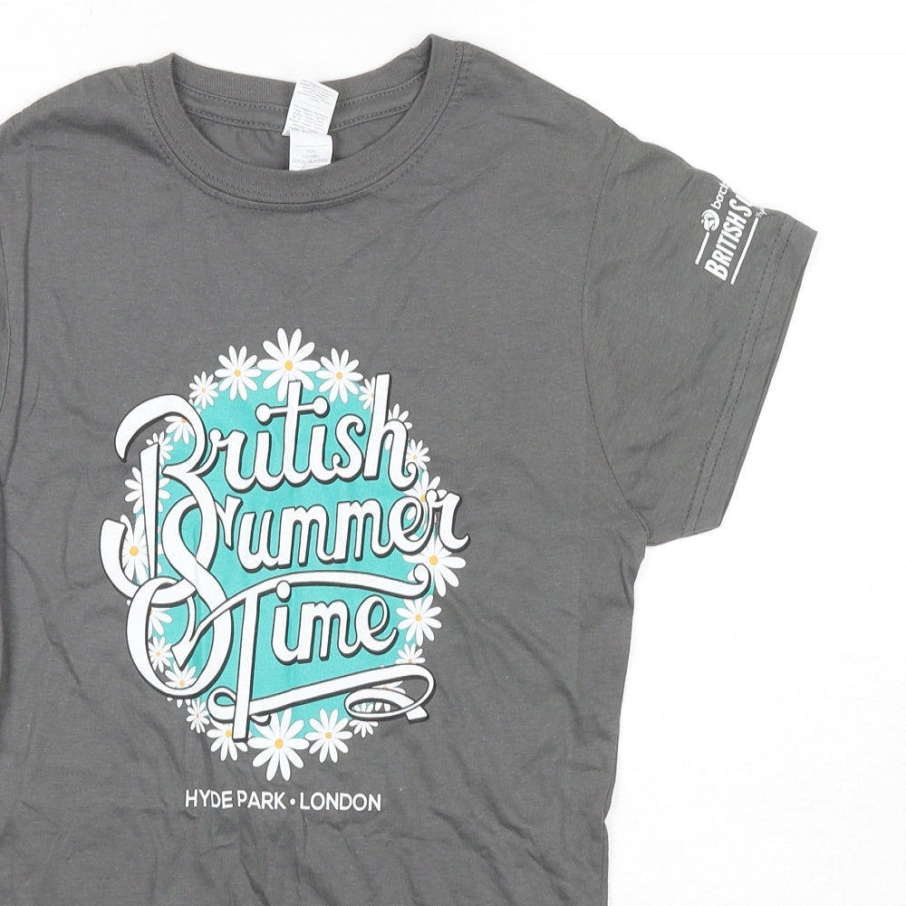 Gildan Womens Grey Cotton Basic T-Shirt Size S Round Neck - British Summer Time Hyde Park London