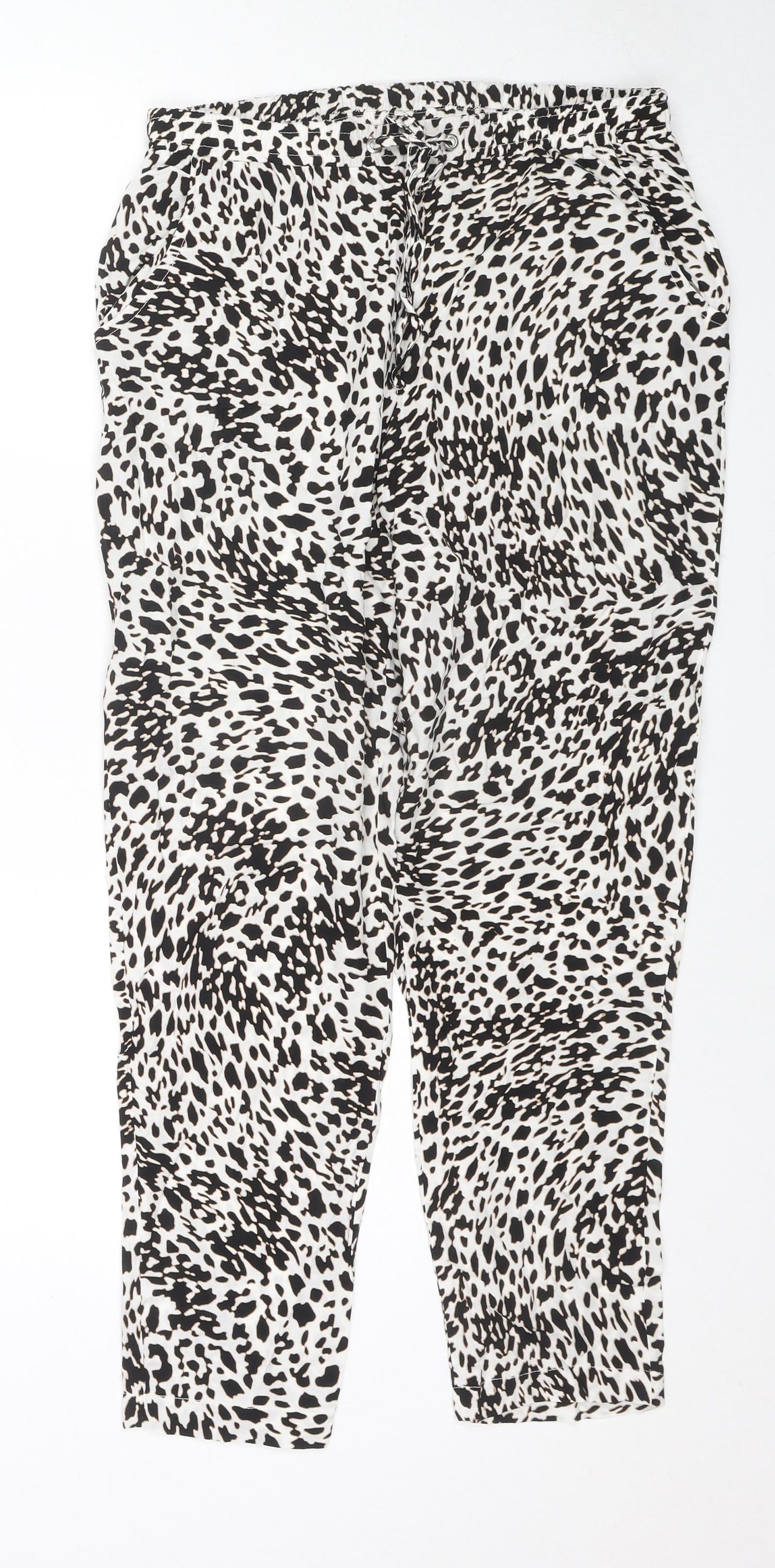 Dorothy Perkins Womens Multicoloured Animal Print Viscose Trousers Size 10 L26 in Regular Drawstring