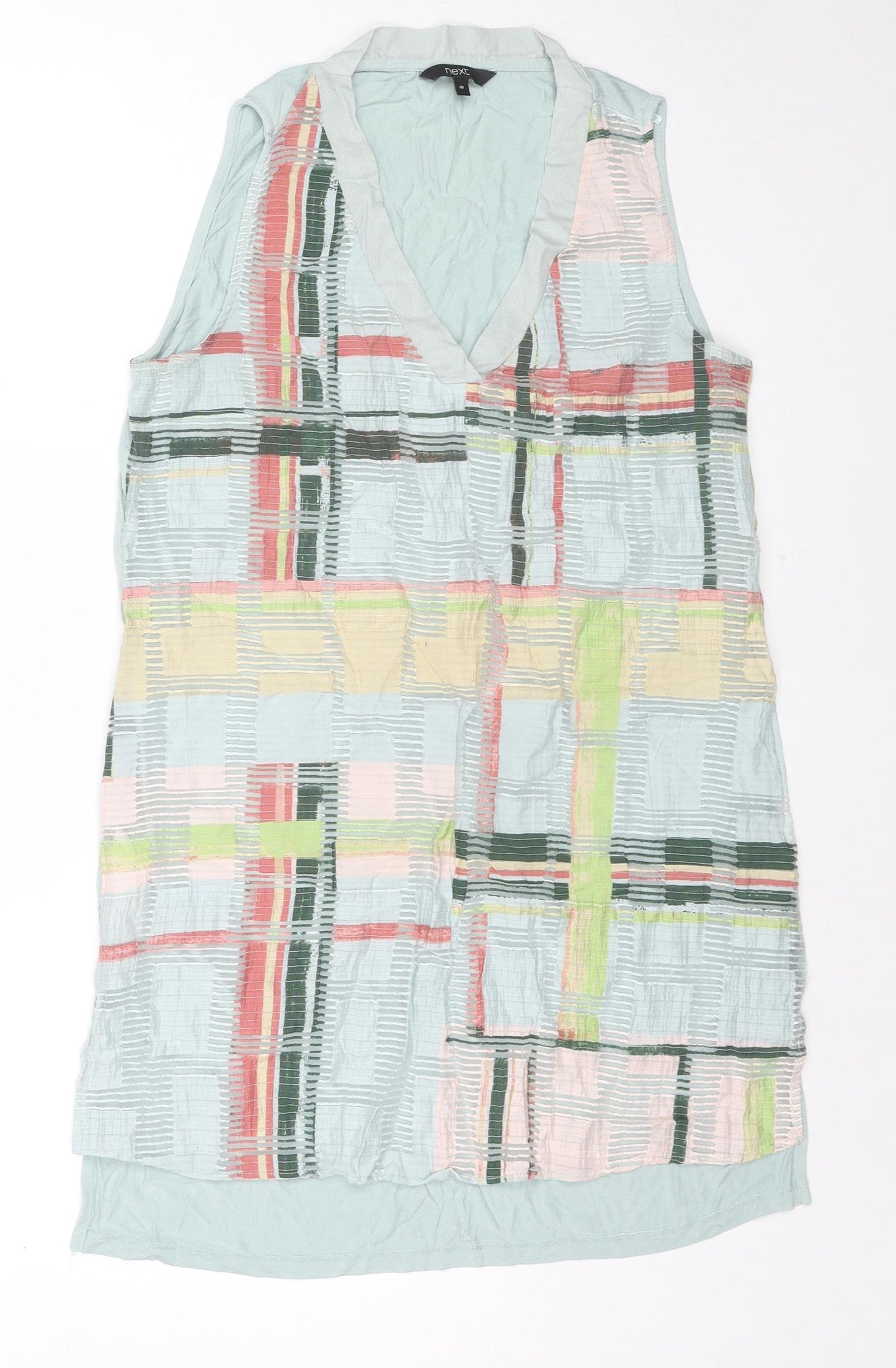 NEXT Womens Multicoloured Geometric Viscose Tunic Blouse Size 10 V-Neck
