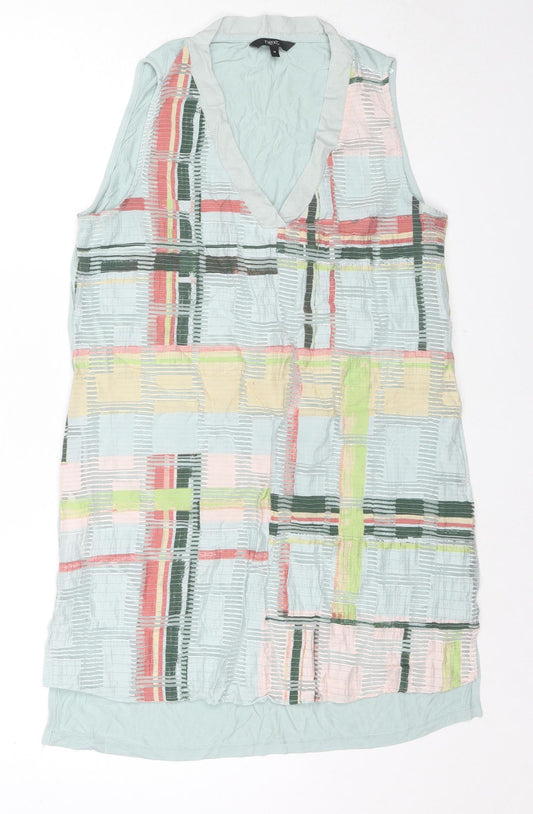 NEXT Womens Multicoloured Geometric Viscose Tunic Blouse Size 10 V-Neck