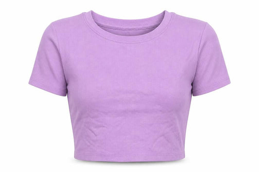 FSBN Sisters Womens Purple Cotton Cropped T-Shirt Size S Round Neck
