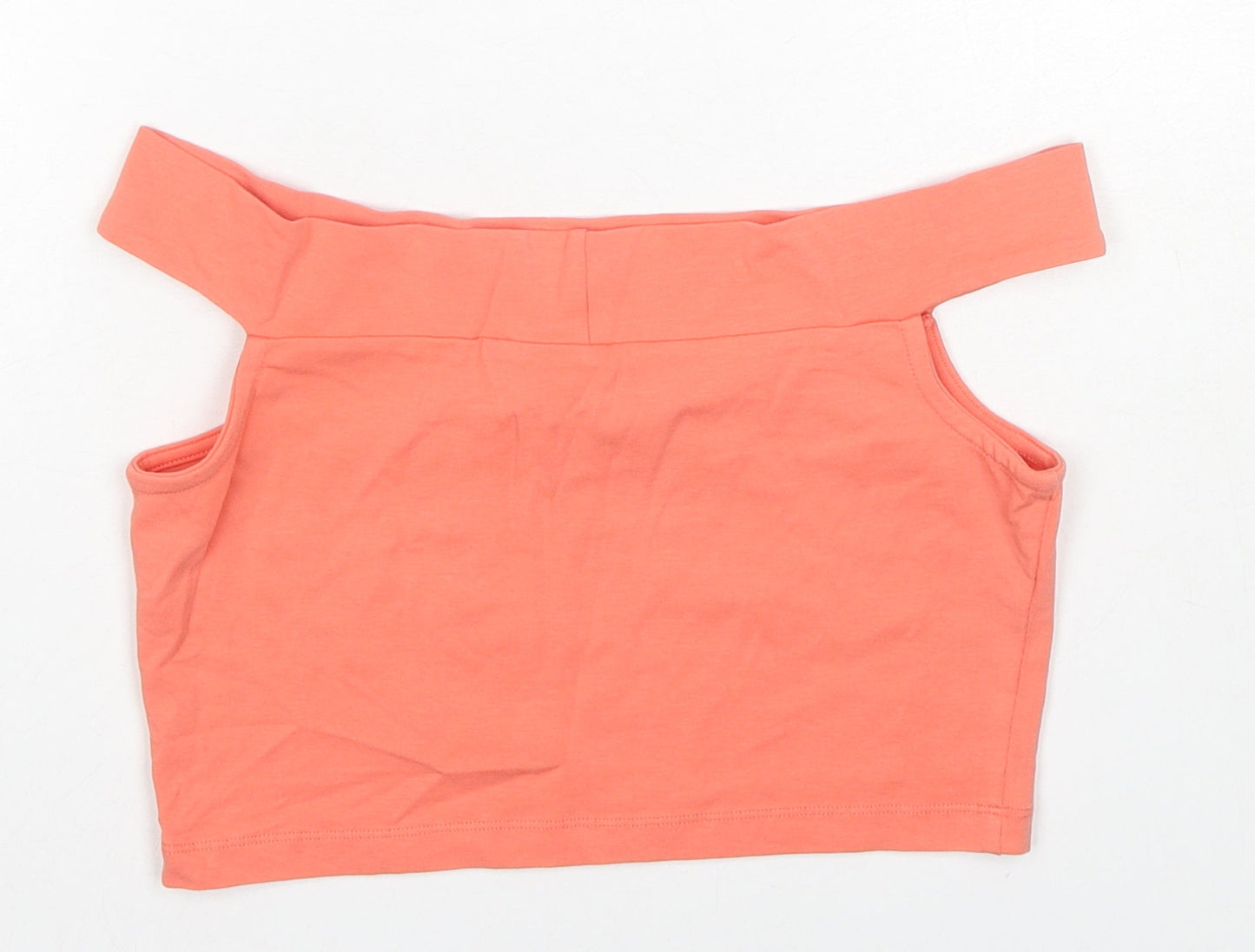 ASOS Womens Orange Cotton Cropped T-Shirt Size 8 Boat Neck