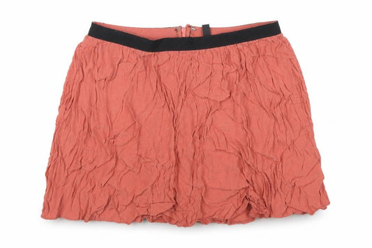 Topshop Womens Brown Viscose Pleated Skirt Size 10 Zip