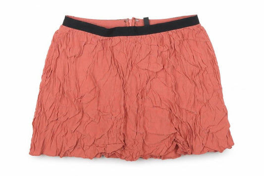 Topshop Womens Brown Viscose Pleated Skirt Size 10 Zip