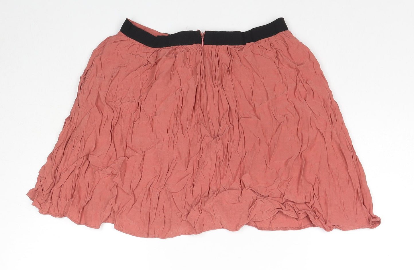 Topshop Womens Brown Viscose Pleated Skirt Size 10 Zip