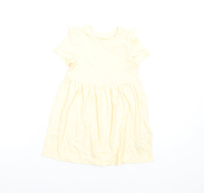 Marks & Spencer Girls Yellow Polyester Fit & Flare Size 2-3 Years Round Neck Pullover