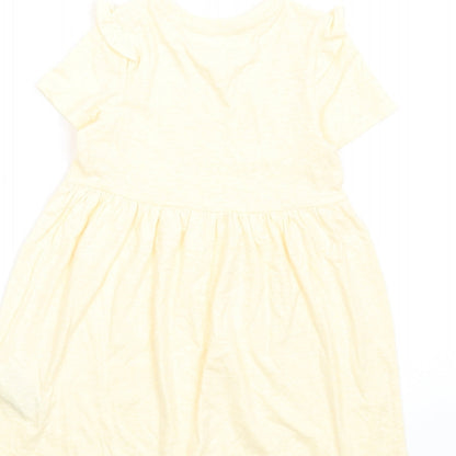 Marks & Spencer Girls Yellow Polyester Fit & Flare Size 2-3 Years Round Neck Pullover