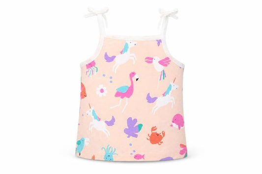 Marks & Spencer Girls Pink Geometric Cotton Basic Tank Size 2-3 Years Square Neck Pullover